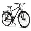 Bicicleta Trekking Unisex cu Roti de 28", Suspensie fata, Manete Secventiale Shimano, Echipare Shimano, Frane DISC -fata/spate, 21 Viteze, negru/gri, City Bike Carpat Genius Rocky cu cadru din Aluminiu si cabluri integrate