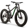 Bicicleta MTB cu Roti de 26", Furca Dubla Suspensie, Manete Secventiale, Frane Disc, 21 Viteze, negru/verde, Fat Bike Genius Velors Duro 2.6 Full Suspension cu Cauciucuri late 26X4.0