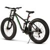 Bicicleta MTB cu Roti de 26", Furca Dubla Suspensie, Manete Secventiale, Frane Disc, 21 Viteze, negru/verde, Fat Bike Genius Velors Duro 2.6 Full Suspension cu Cauciucuri late 26X4.0