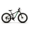 Bicicleta MTB cu Roti de 26", Furca Dubla Suspensie, Manete Secventiale, Frane Disc, 21 Viteze, negru/verde, Fat Bike Genius Velors Duro 2.6 Full Suspension cu Cauciucuri late 26X4.0