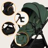 Carucior 2 in 1, Lionelo, Layla, Pana la 22 kg, Cadru aluminiu, Cu landou intarit si salteluta din spuma AirDots, Reversibil, Cu ventilatie 3D, Cu accesorii, EN1888-1, EN1888-2, EN1466, Verde, Culoare: Verde