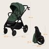 Carucior 2 in 1, Lionelo, Layla, Pana la 22 kg, Cadru aluminiu, Cu landou intarit si salteluta din spuma AirDots, Reversibil, Cu ventilatie 3D, Cu accesorii, EN1888-1, EN1888-2, EN1466, Verde, Culoare: Verde