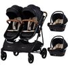 Carucior gemeni Chipolino Duo Smart 3 in 1 blackberry, Culoare: Negru