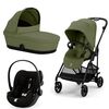 Carucior Cybex Melio Carbon B 3 in 1, Moss Green, cu scoica auto Cloud G i-Size, Culoare: Verde