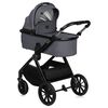 Carucior 2 in 1, Lionelo, Layla, Pana la 22 kg, Cadru aluminiu, Cu landou intarit si salteluta din spuma AirDots, Reversibil, Cu ventilatie 3D, Cu accesorii, EN1888-1, EN1888-2, EN1466, Gri, Culoare: Gri