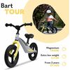 Lionelo - Bicicleta usoara Bart Tour, Fara pedale, Cu cadru din magneziu, Cu ghidon si sa reglabile, Greutate 3.8 Kg, 12 inch, Conform cu standardul european de securitate EN71, Grey Stone