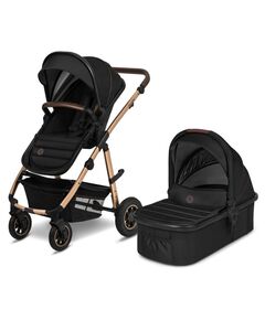 Lionelo - Carucior Amber, 2 in 1, Cadru aluminiu, Cu landou intarit si salteluta moale, Reversibil, Maner ajustabil, Huse pentru picioare, ploaie, Plasa de tantari, Geanta parinti, Pana la 22 kg, EN1888-1, EN1888-2, EN1466, Negru