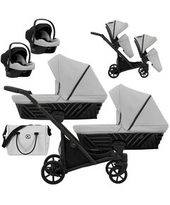 Carucior 3 in 1 pentru gemeni Kunert Invento Duo, Culoare: Gri deschis