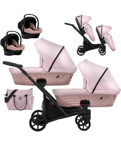 Carucior 3 in 1 pentru gemeni Kunert Invento Duo, Culoare: Pink
