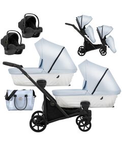 Carucior 3 in 1 pentru gemeni Kunert Invento Duo, Culoare: Albastru Deschis