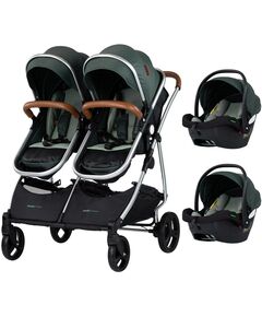 Carucior gemeni Chipolino Duo Smart 3 in 1 basil, Culoare: Verde