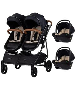 Carucior gemeni Chipolino Duo Smart 3 in 1 blackberry, Culoare: Negru