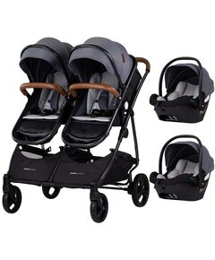 Carucior gemeni Chipolino Duo Smart 3 in 1 cloud, Culoare: Gri