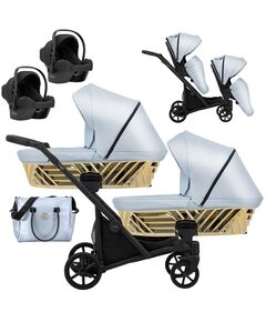 Carucior 3 in 1 pentru gemeni Kunert Invento Duo Glam, Culoare: Albastru