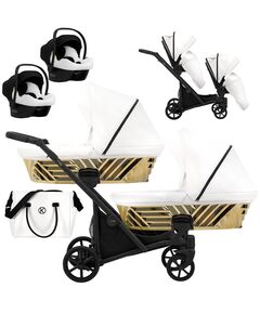 Carucior 3 in 1 pentru gemeni Kunert Invento Duo Glam, Culoare: Alb