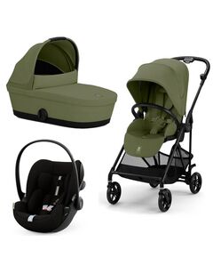 Carucior Cybex Melio Carbon B 3 in 1, Moss Green, cu scoica auto Cloud G i-Size, Culoare: Verde