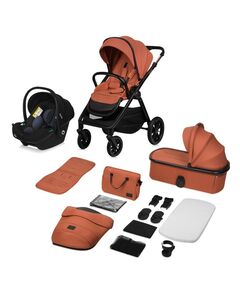 Carucior 3 in 1, Lionelo, Layla, Pana la 22 kg, Cadru aluminiu, Cu landou intarit si salteluta din spuma AirDots, Cu scoica auto testata ADAC, Reversibil, Cu ventilatie 3D, Cu accesorii, EN1888-1, EN1888-2, EN1466, Maro, Culoare: Maro
