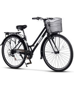 Bicicleta Trekking Carpat Altay C28262G Roti 28", Echipare Shimano, 7 Viteze, Maneta Rotativa, Cos fata, Negru/Gri