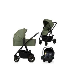 Carucior 3 in 1, Lionelo, Amber Plus, Cadru aluminiu, Cu landou intarit si salteluta moale, Cu scoica auto testata ADAC, Reversibil, Maner ajustabil, Cu accesorii, Cu ventilatie panoramica 3D, Pana la 22 kg, EN1888-1, EN1888-2, EN1466, ECE R129, Verde, Culoare: Verde