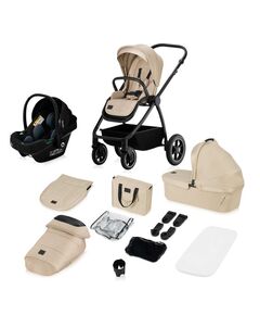Carucior 3 in 1, Lionelo, Meril, Cu landou de dimensiune XL, Reversibil, Cu scoica auto testata ADAC, Cu accesorii, Pana la 22 kg, Conform cu EN1888-1 EN1888-2, EN1466, Bej, Culoare: Crem