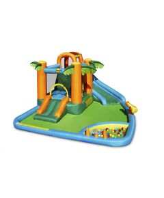 Saltea gonflabila Oasis 7 in 1, cu loc de joaca cu bile, tun cu apa, spatiu de catarat