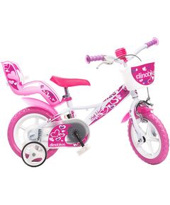 Bicicleta copii Dino Bikes 12' Little Heart alb si roz