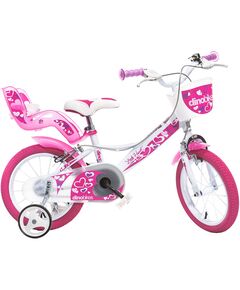 Bicicleta copii Dino Bikes 16' Little Heart alb si roz