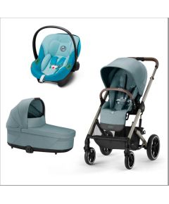 Carucior Cybex, Balios S Lux 3 in 1 TPE B, Stormy Blue, Culoare: Albastru Deschis