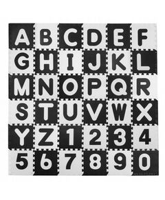 Salteluta de joaca 180 x 180 cm cu litere si cifre Ricokids 7493 - Alb - Negru