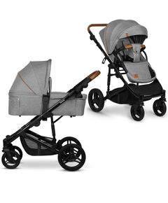 Lionelo - Carucior 2 in 1 Mari Tour, Transformabil, Cu landou cu salteluta moale, Reversibil, Maner ajustabil, Plasa de tantari, Husa de picioare, Geanta parinti, 22 kg, Conform cu standardele europene de securitate EN1888 si EN1466, Gri, Culoare: Gri