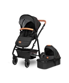 Lionelo - Carucior Amber, 2 in 1, Cadru aluminiu, Cu landou intarit si salteluta moale, Reversibil, Maner ajustabil, Huse pentru picioare, ploaie, Plasa de tantari, Geanta parinti, Pana la 22 kg, EN1888-1, EN1888-2, EN1466, Gri inchis