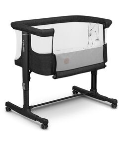 Lionelo - Patut co-sleeper 3 in 1, Aurora, Cu leganare si setare unghiulara, Include saltea cu densitate T25 si geanta transport, Reglabil in 5 pozitii pe inaltime, Pana la 9 kg, 0 luni+, Conform cu EN 1130:2019+AC:2020, EN 16890:2,Gri inchis
