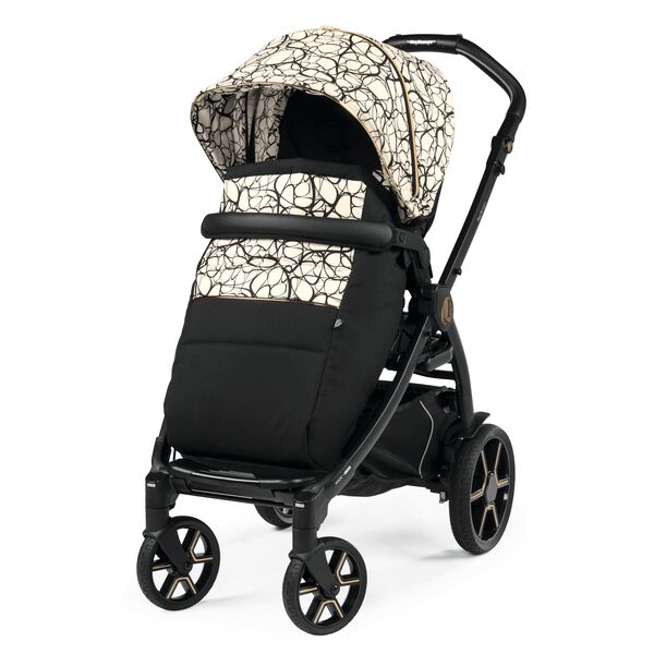 Carucior 3 in 1 Peg Perego Book, Primoviaggio SL,  0 - 22 kg, Graphic Gold, Negru / Bej