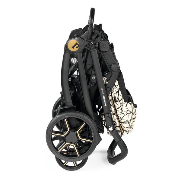 Carucior 3 in 1 Peg Perego Book, Primoviaggio SL,  0 - 22 kg, Graphic Gold, Negru / Bej