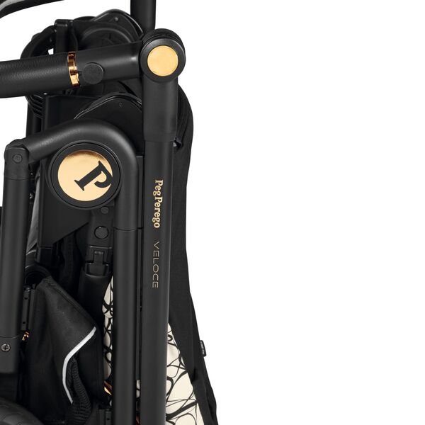 Carucior 3 in 1 Peg Perego Veloce, SLK, 0 - 22 kg, Graphic Gold, Negru / Bej