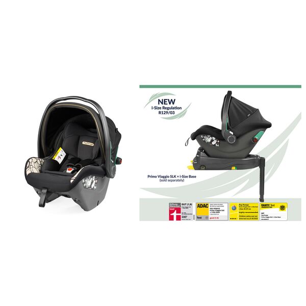 Scaun Auto, Peg Perego, i-size Primoviaggio SLK, 0-13 kg, 500, Graphic Gold, Alb/Negru