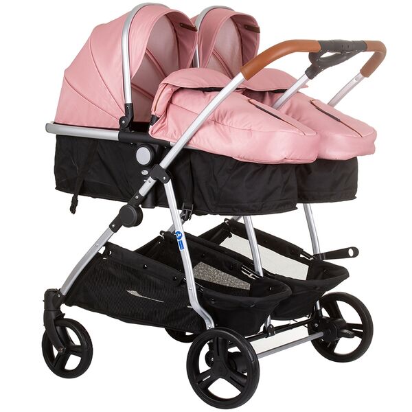 Carucior gemeni Chipolino Duo Smart 2 in 1 flamingo, Culoare: Roz