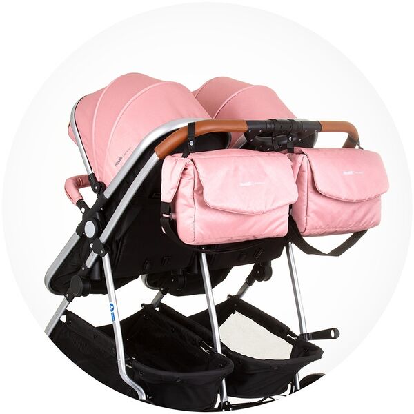 Carucior gemeni Chipolino Duo Smart 2 in 1 flamingo, Culoare: Roz