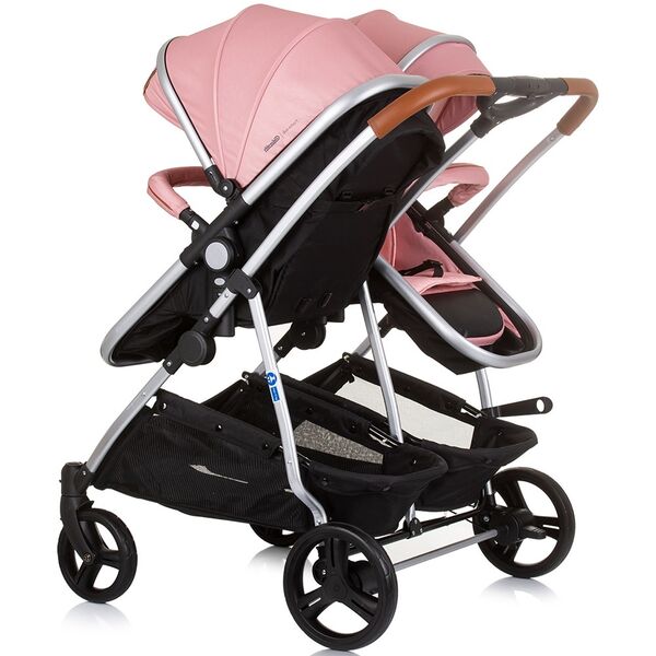 Carucior gemeni Chipolino Duo Smart 2 in 1 flamingo, Culoare: Roz