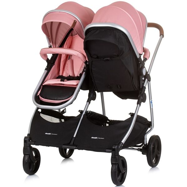 Carucior gemeni Chipolino Duo Smart 2 in 1 flamingo, Culoare: Roz