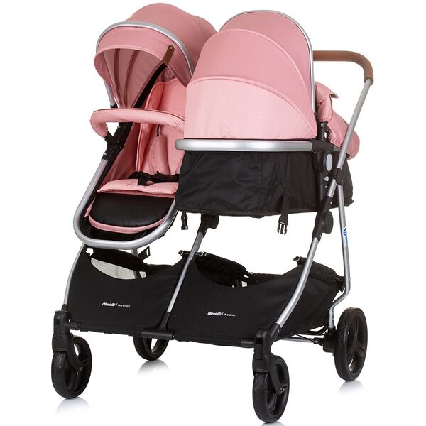 Carucior gemeni Chipolino Duo Smart 2 in 1 flamingo, Culoare: Roz
