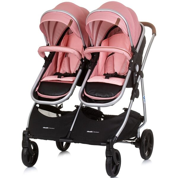 Carucior gemeni Chipolino Duo Smart 2 in 1 flamingo, Culoare: Roz