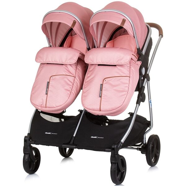Carucior gemeni Chipolino Duo Smart 2 in 1 flamingo, Culoare: Roz