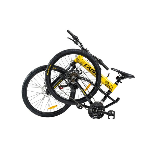 Bicicleta MTB-Folding Hummer CARPAT C2641S, Schimbator Shimano Altus RD-M310-L, 24 Viteze, Cadru Aluminiu, Roti 26 Inch, Frane pe Disc, Galben/Negru