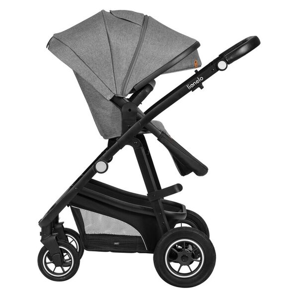 Lionelo - Carucior Bianka, 3 in 1, Cadru aluminiu, Cu landou intarit si salteluta moale, Maner ajustabil, Include saculet de picioare, Husa de ploaie si tantari, Geanta pentru parinti, Sustine 22 kg, 0 luni+, EN1466:2014+AC:2015, EN1888, Gri, Culoare: Gri
