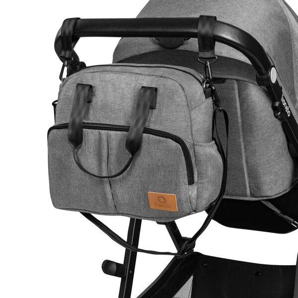Lionelo - Carucior Bianka, 3 in 1, Cadru aluminiu, Cu landou intarit si salteluta moale, Maner ajustabil, Include saculet de picioare, Husa de ploaie si tantari, Geanta pentru parinti, Sustine 22 kg, 0 luni+, EN1466:2014+AC:2015, EN1888, Gri, Culoare: Gri