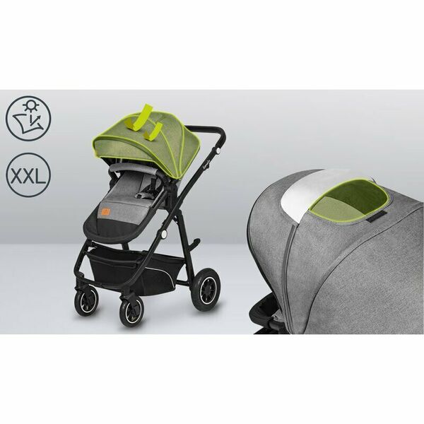 Lionelo - Carucior Bianka, 3 in 1, Cadru aluminiu, Cu landou intarit si salteluta moale, Maner ajustabil, Include saculet de picioare, Husa de ploaie si tantari, Geanta pentru parinti, Sustine 22 kg, 0 luni+, EN1466:2014+AC:2015, EN1888, Gri, Culoare: Gri