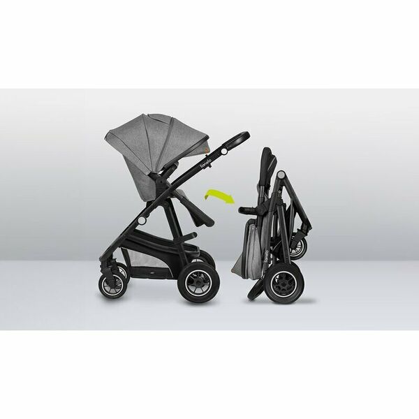 Lionelo - Carucior Bianka, 3 in 1, Cadru aluminiu, Cu landou intarit si salteluta moale, Maner ajustabil, Include saculet de picioare, Husa de ploaie si tantari, Geanta pentru parinti, Sustine 22 kg, 0 luni+, EN1466:2014+AC:2015, EN1888, Gri, Culoare: Gri