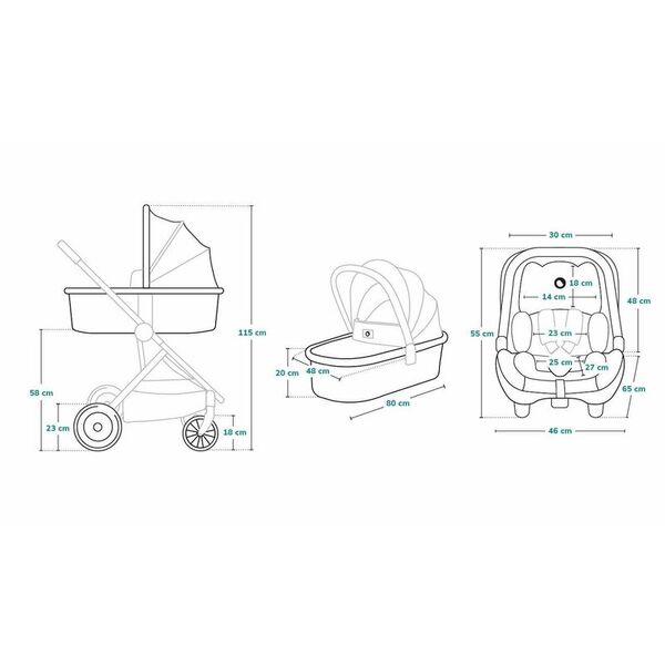 Lionelo - Carucior Amber, 2 in 1, Cadru aluminiu, Cu landou intarit si salteluta moale, Reversibil, Maner ajustabil, Huse pentru picioare, ploaie, Plasa de tantari, Geanta parinti, Pana la 22 kg, EN1888-1, EN1888-2, EN1466, Gri inchis
