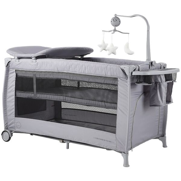 Patut pliabil Chipolino Bella ash grey, Culoare: Gri deschis
